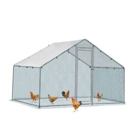 2X2X2m&6.5x6.5x6.5ft Silver Chicken Coop With Pointed Roof, 180g PE Rain Cloth, Metal Chicken And Rabbit Cage (Option: defaulttitle)
