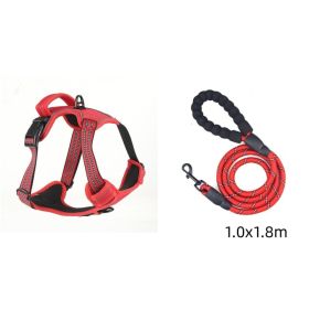 Dog Harness No Pull Breathable Reflective Pet Harness Vest (Option: Red set-M)