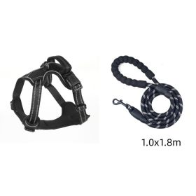 Dog Harness No Pull Breathable Reflective Pet Harness Vest (Option: Black set-M)