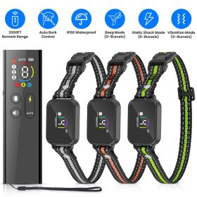 2-in-1 Dog Shock and Bark Collar Dog Training Collar with Remote 1/2/3 Collars(Options) Rechargeable IP68 Waterproof with 3 Channels for Medium a (Type: With 3 Collar)