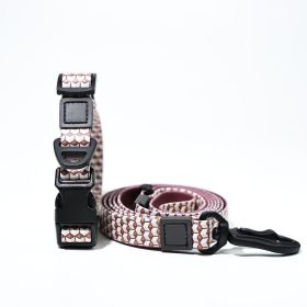 Trendy Printed PVC Dog Leash & Collar Set, Waterproof Durable Pet Lead with Unique Pattern, Adjustable for Small Medium Large Dogs (Pattern: Pink Retro Cube, size: S)